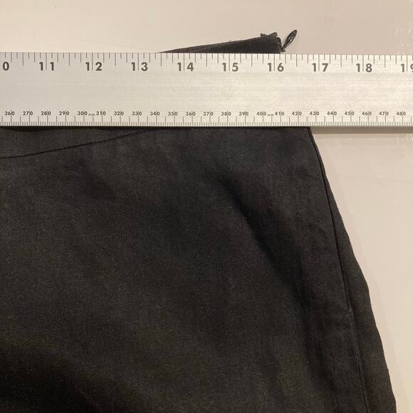 nwot DONNA KARAN COLLECTION ITALY Pants 8 Linen Black Metal Straight Leg Zip - Picture 5 of 9